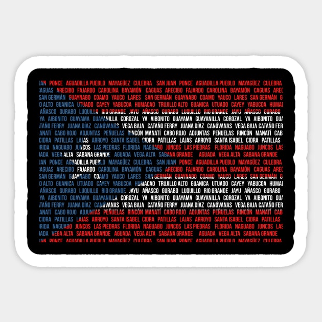 Puerto Rico Flag Cities Puerto Rican Pride Men Women Sticker by PuertoRicoShirts